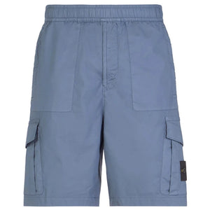 Stone Island Blue Cotton Stretch Cargo Shorts