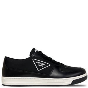 Prada Leather Triangle Logo Black & White Trainers