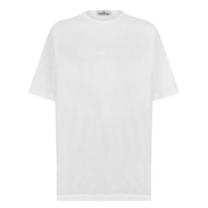 Stone Island White Embroidered Logo T-Shirt