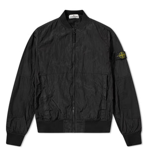 Stone Island Junior Black Nylon Metal Bomber Jacket